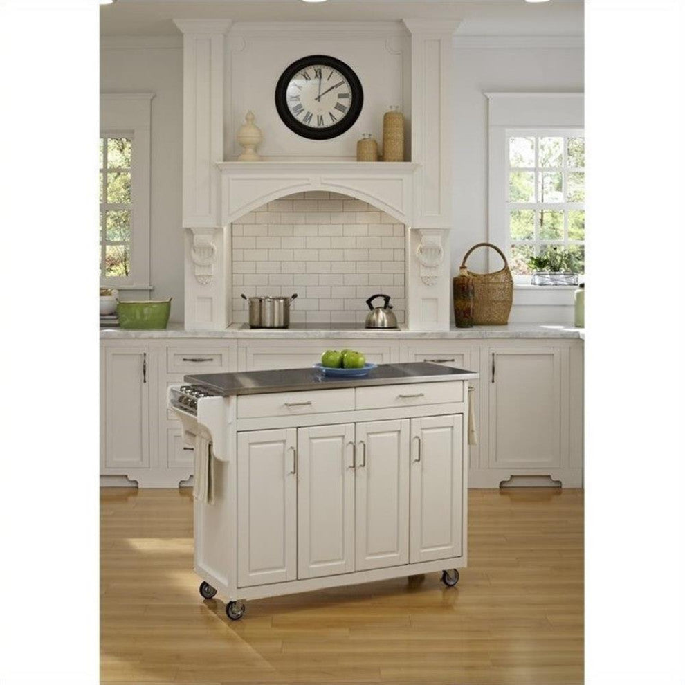 Homestyles Create-a-Cart Wood Kitchen Cart in Off White