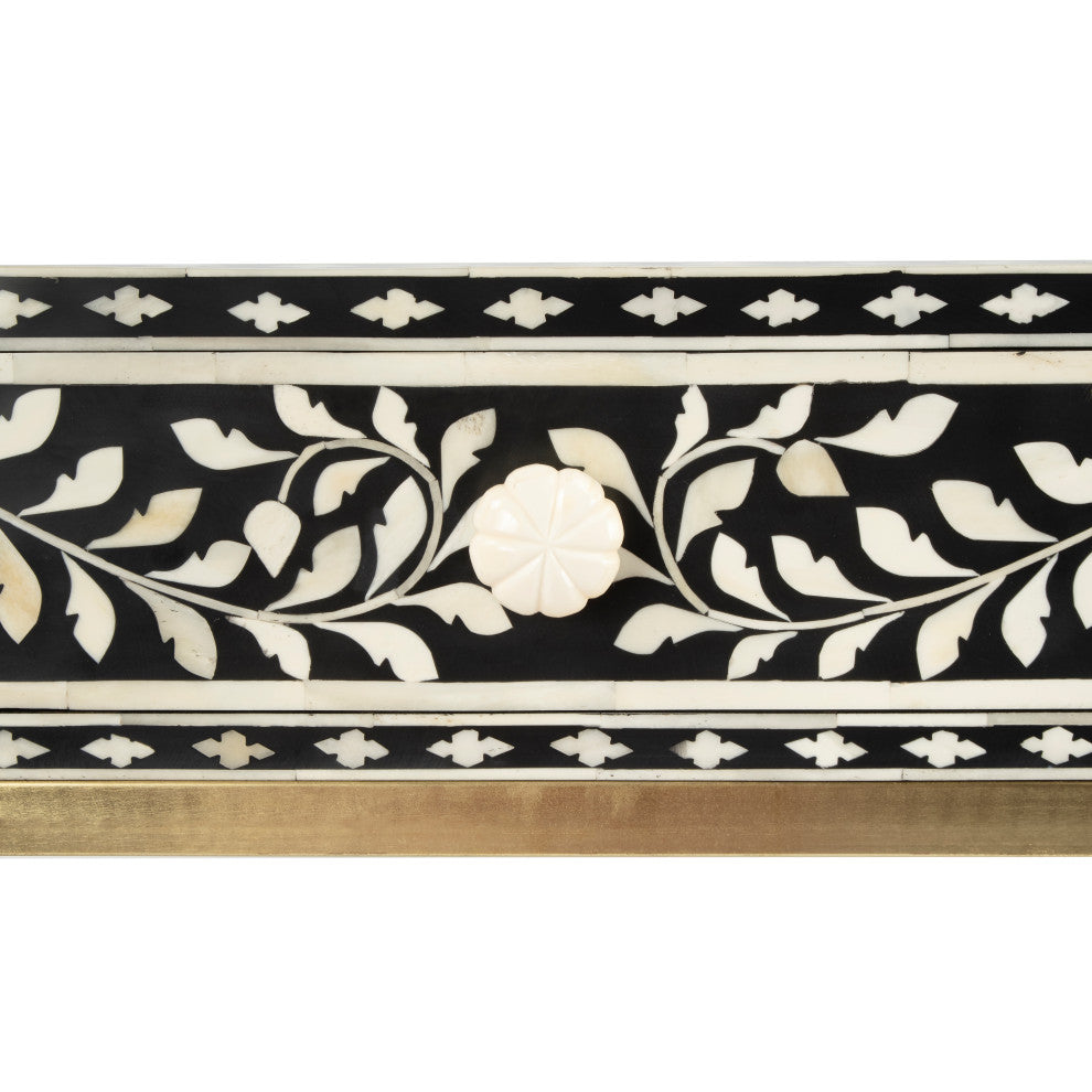 Perilla Black and White Bone Inlay Writing Desk, 5529318