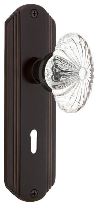 Deco Plate With Keyhole Sngl Dummy Oval Fluted Crystal Knob