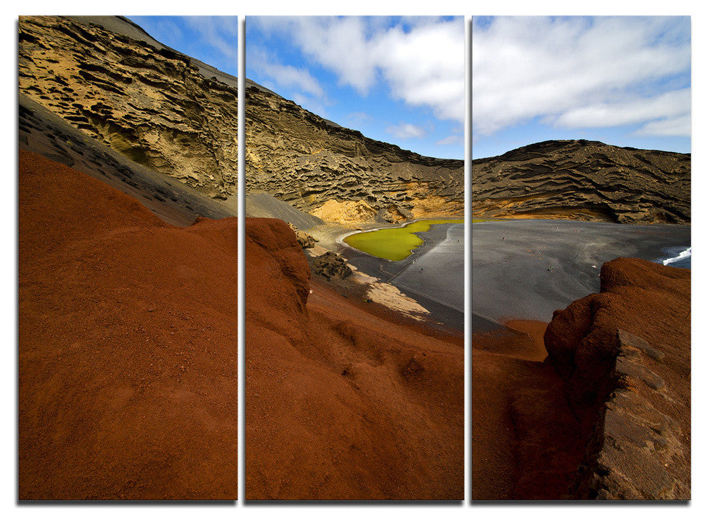 "In El Golfo Lanzarote Spain Musk Pond" Metal Wall Art, 3 Panels, 36"x28"