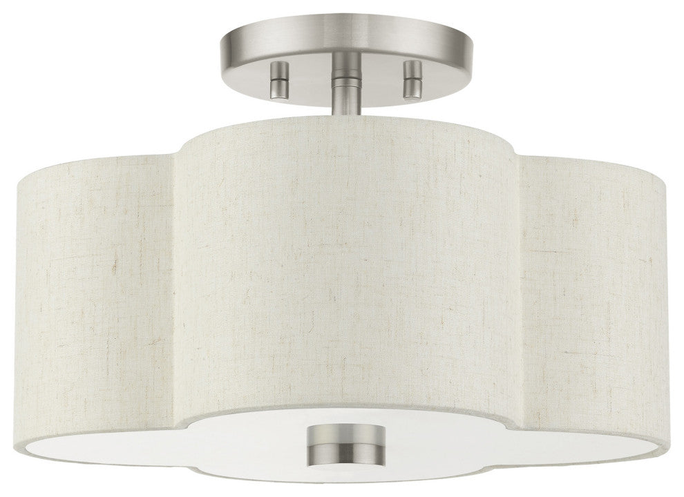 Brushed Nickel French Country, Floral, Transitional, Semi Flush