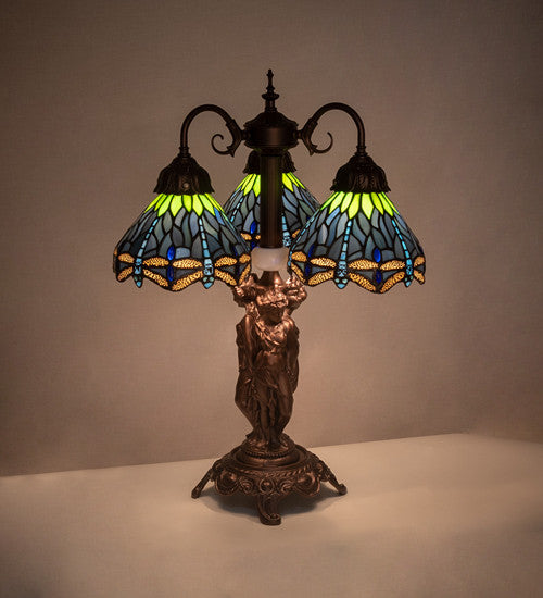 23 High Tiffany Hanginghead Dragonfly 3 Light Table Lamp