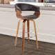 Julyssa Mid-Century Swivel Stool, Faux Leather, Brown/Walnut, Counter Height 26"