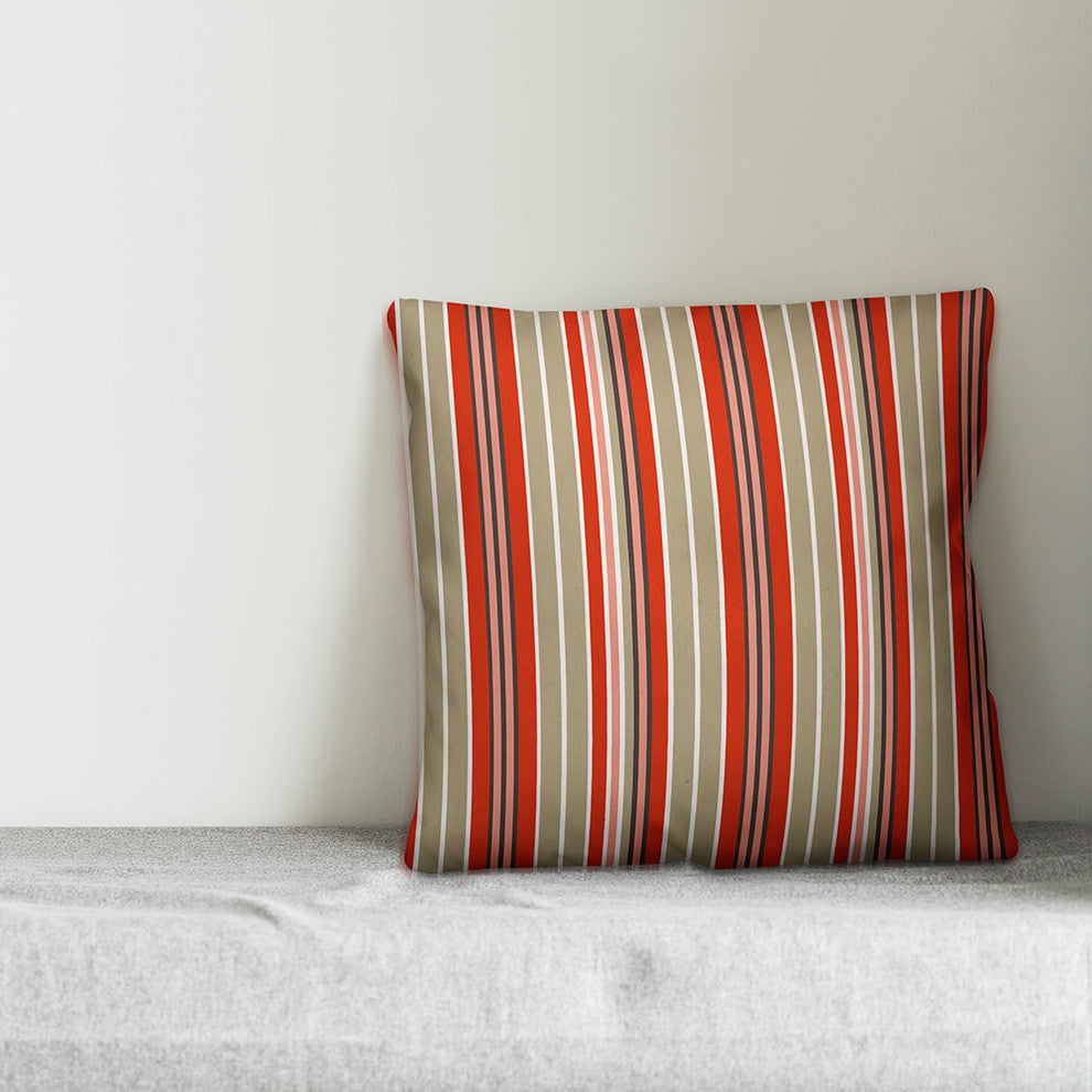 Red Stripes Throw Pillow, 16"x16"
