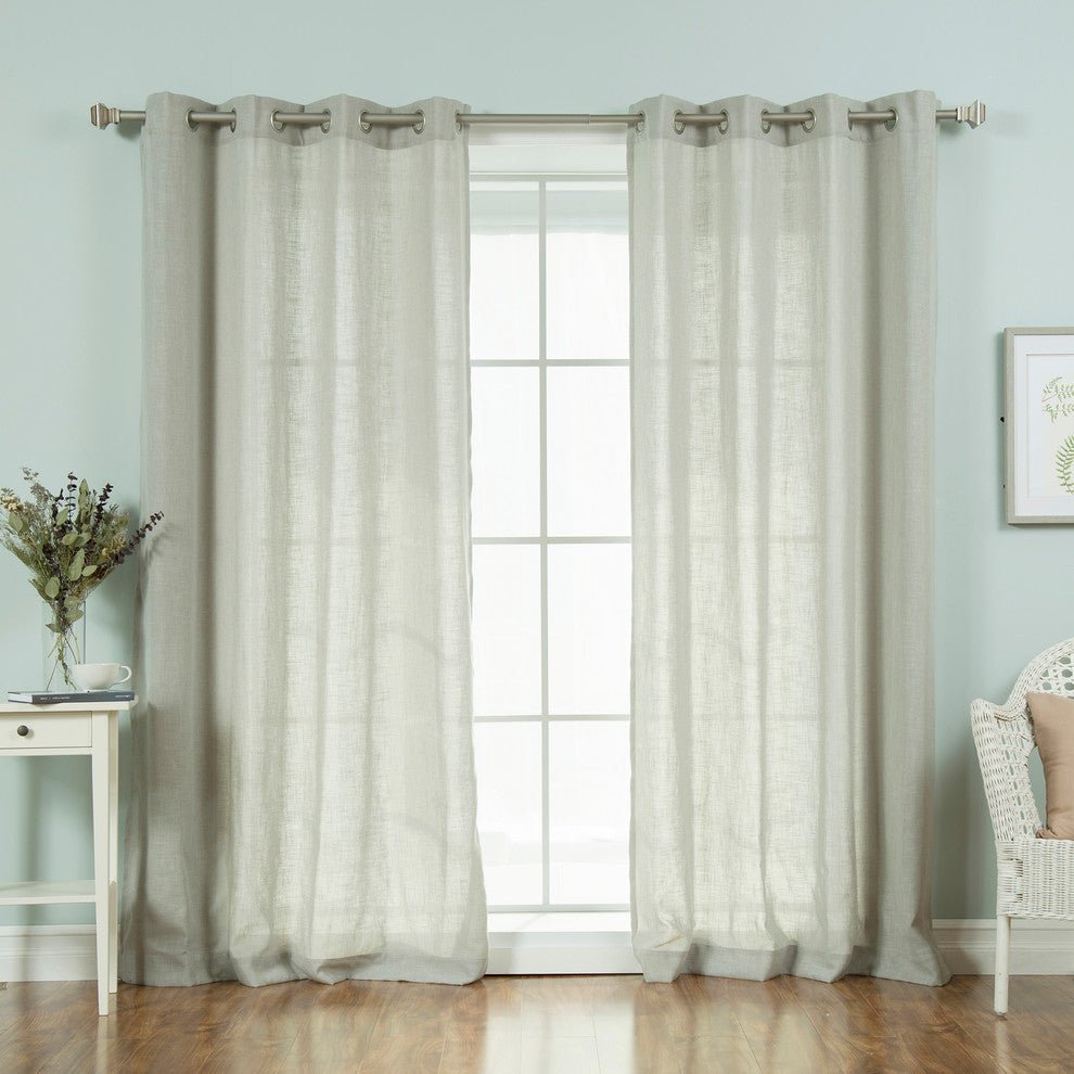 Faux Linen Blend Curtain Panel, Set of 2, Gray, 52"w X 84"l