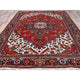 Tomato Red Pure Wool Hand Knotted Semi Antique Persian Heriz Rug 8'5"x10'9"