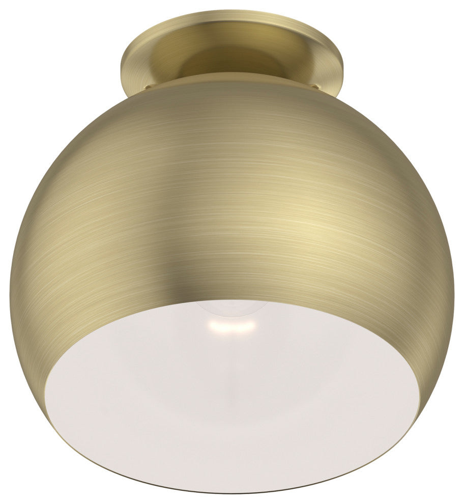 Livex Lighting 1 Light Antique Brass Flush Mount