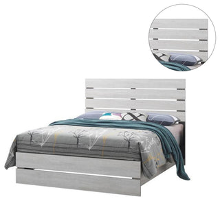Eastern King Bed With Slat Headboard Design, Coastal White