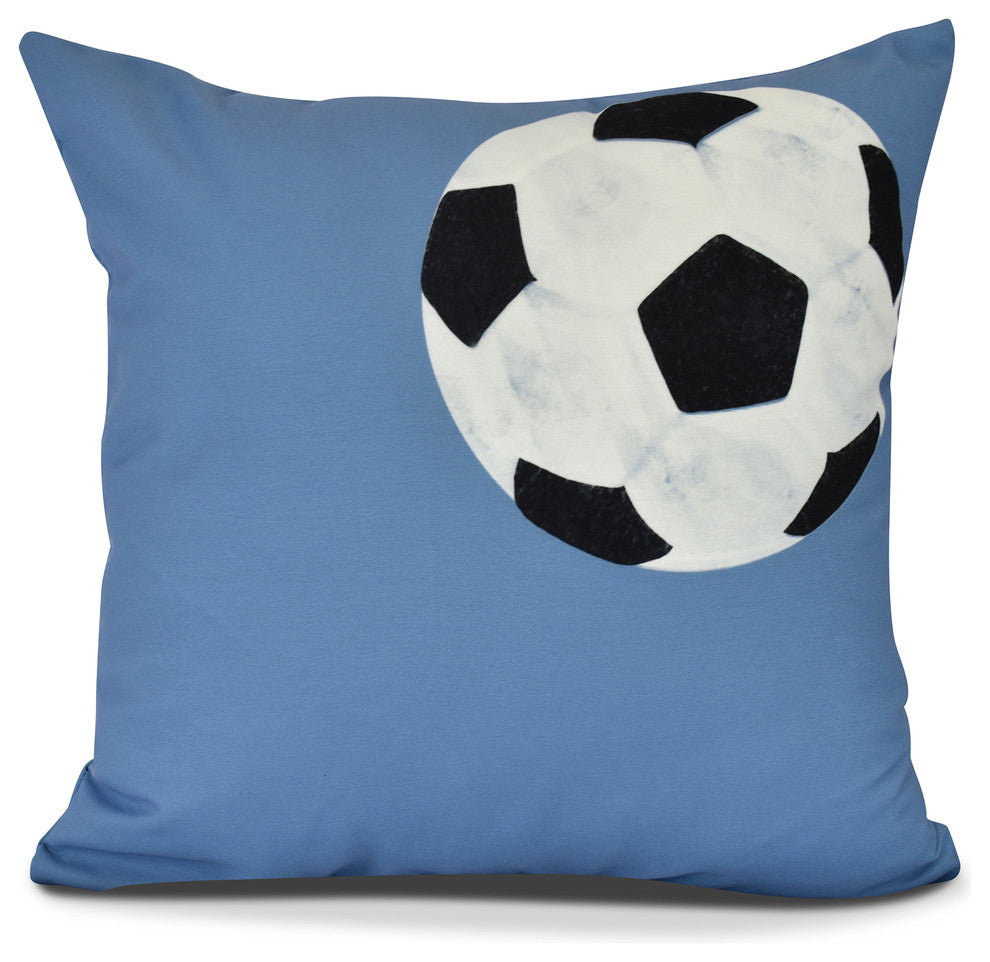 Soccer Ball, Geometric Print Pillow, Blue, 18" x 18"