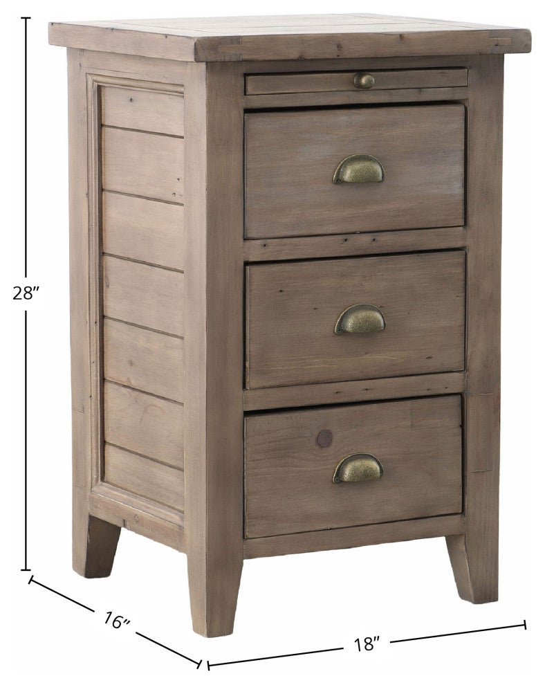 Irish Coast 3-Drawer Nightstand, Light Brown