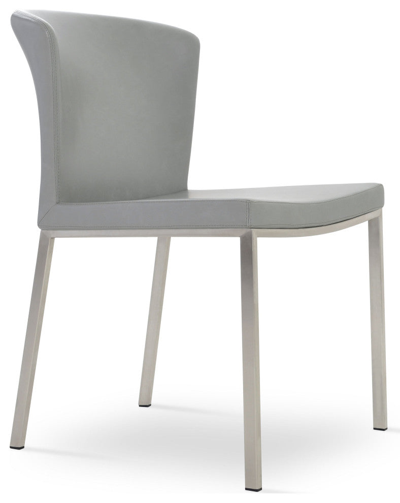 Capri Chrome Chair, Chrome Plated Steel Tubes Base, Black Ppm, Light Gray Italia