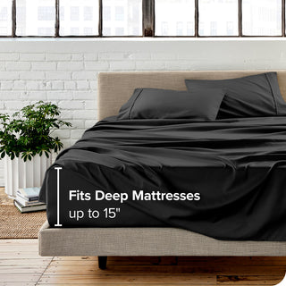 Bare Home Twin XL 1800 Microfiber Sheet Set, Black