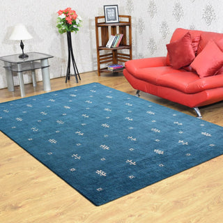 HAND KNOTTED LOOM SILK ECO-FRIENDLY RUGS-6'x9',Rectangle,Blue White,Contemporary