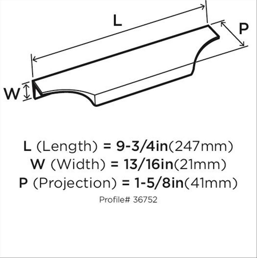 Extent 6-9/16" CTC Cabinet Edge Pull, Polished Chrome