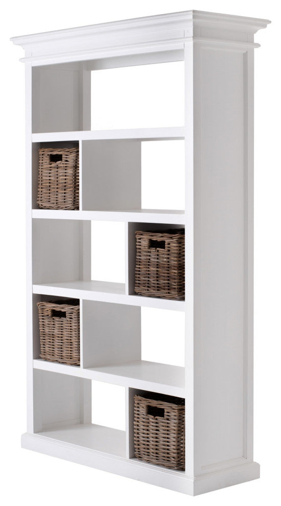 Classic White Room Open Cabinet With Basket Set