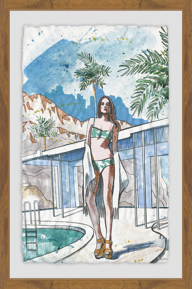 "Breezy Pool" Framed Painting Print, 20"x30"