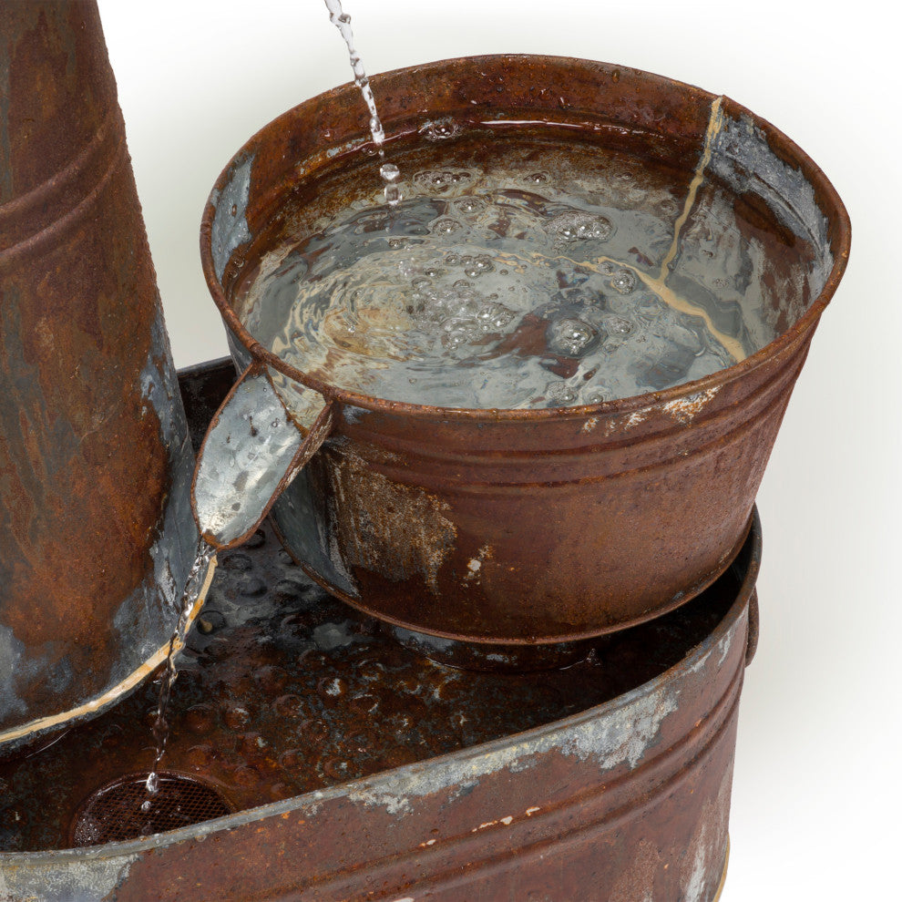 Rustic Invisible Flowing Spout Watering Can Fountain