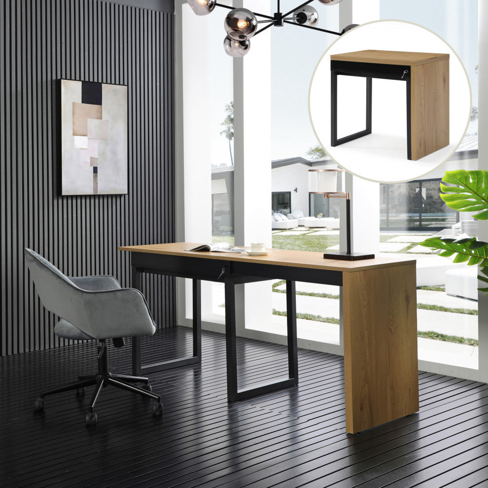 Loft Lyfe Arwen Desk, Extendable, Space Saving Design, Natural/Black