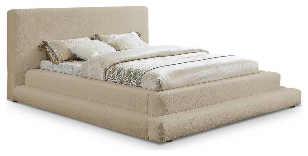Dane Teddy Fabric Full Bed, Beige, King