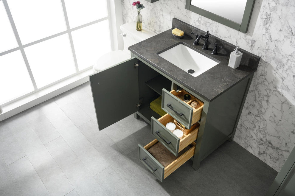 36" Single Sink Vanity Cabinet, Pewter Green