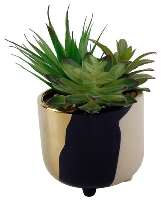 4.8" 3-Tone Footed Ceramic Planter, Navy