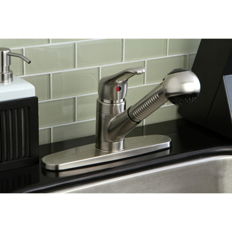 Kingston Brass Single-Handle Pull-Out Kitchen Faucet, Brushed Nickel