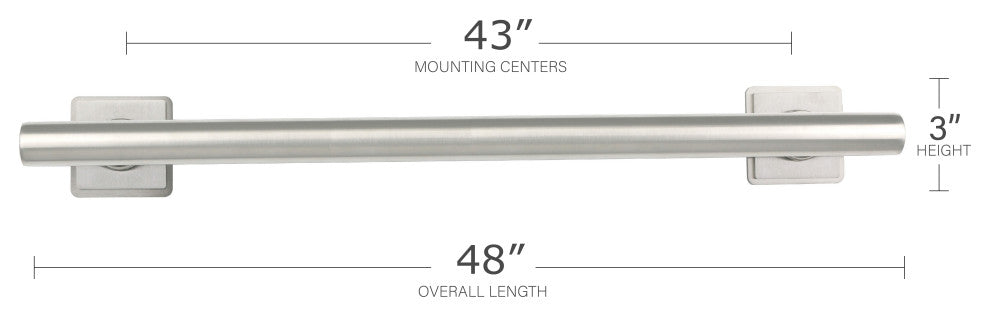 Coronado Designer Straight Bathroom Shower Grab Bar, Satin, 48"
