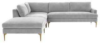 Serena Gray Velvet Large Left Arm Facing Chaise Sectional