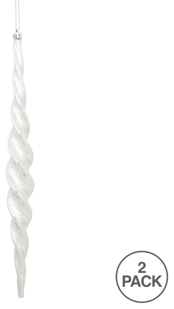 Vickerman N175107D 14.6" Silver Shiny Spiral Icicle Christmas Ornament