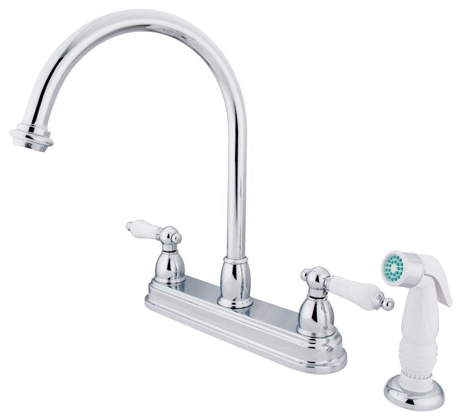 Restoration Two Handle 8" Kitchen Faucet with Non-Metallic Sprayer