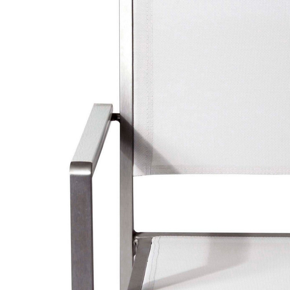 Benzara Fifi 7 Piece Dining Table Set, White Metal Frames, Smooth Fabric