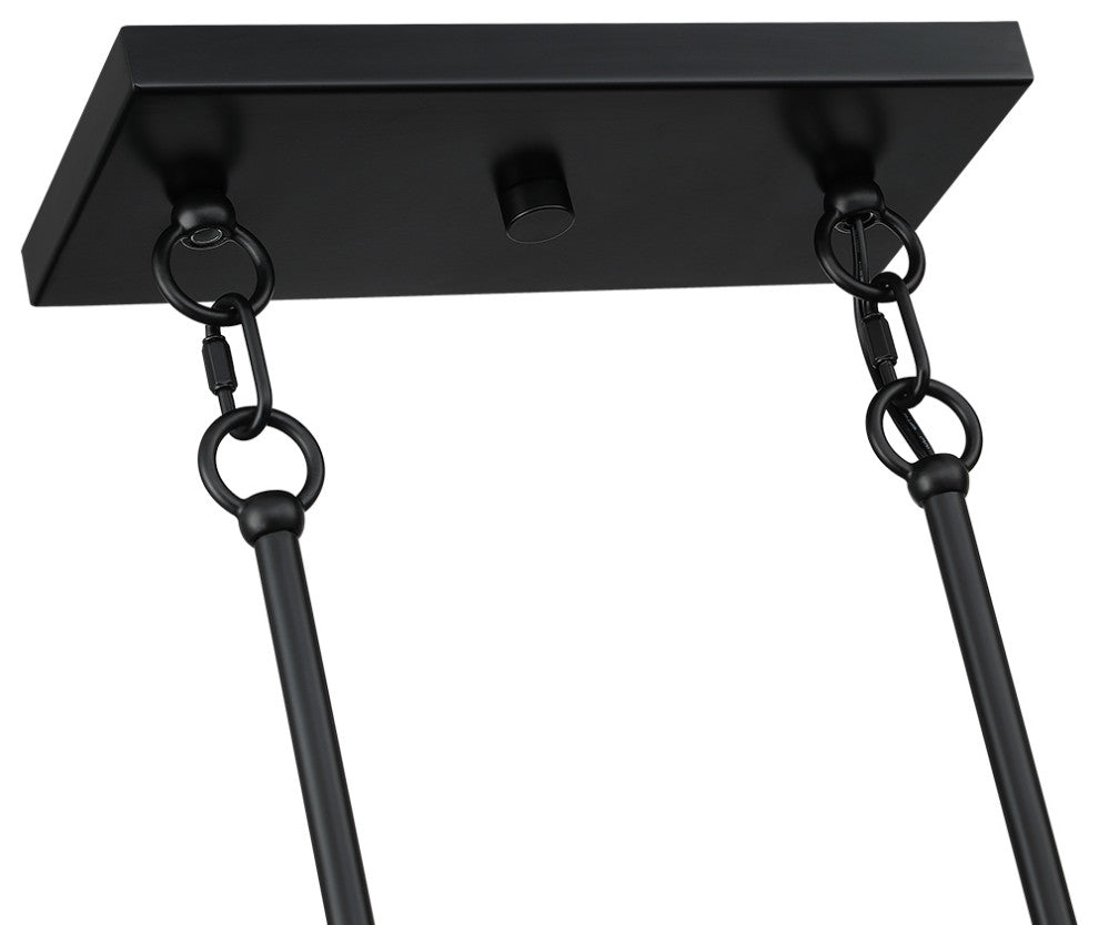 41"W 3-Light Black Farmhouse Rattan Island Light Linear Chandelier