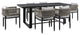 Outdoor Patio 7-Piece Dining Table Set in Aluminum with Gray Rope and Cushions