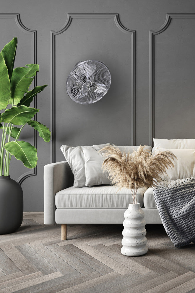 Kaye Wall Fan, Polished Chrome