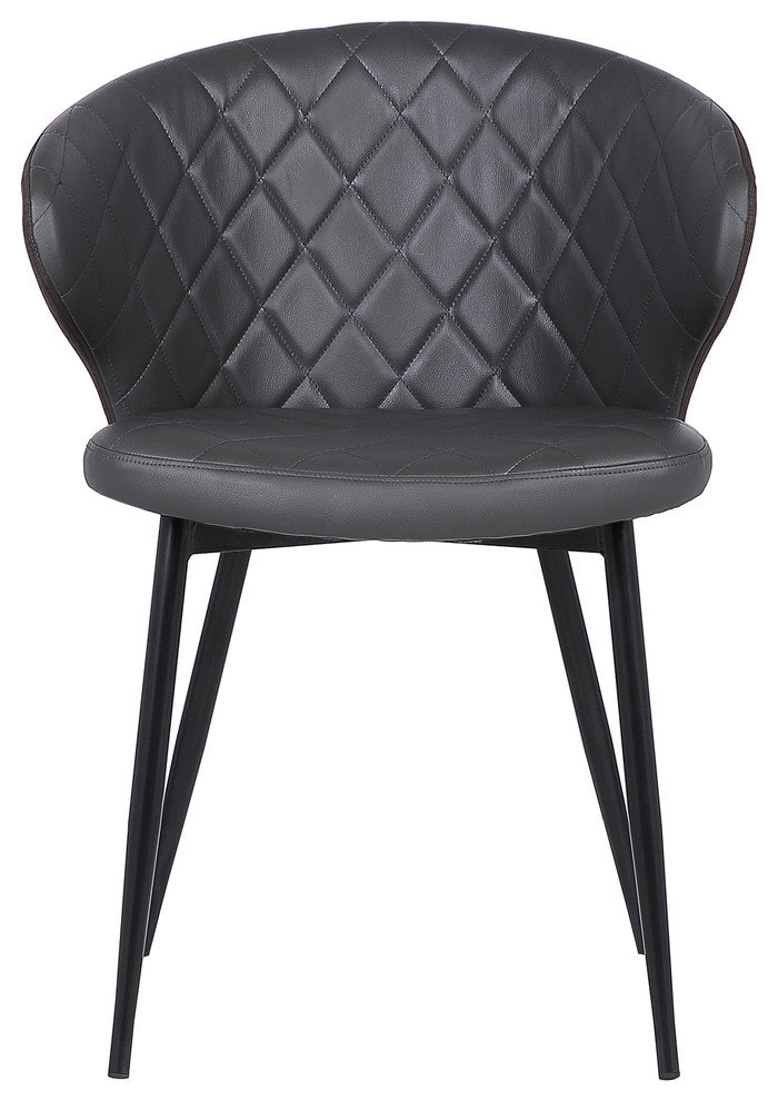 Ava Dining Chair, Black Powder Coated Finish With Brown Velvet, Gray
