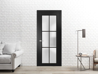 Solid French Door 36 x 80 | Planum 2122 Matte Black| Bathroom