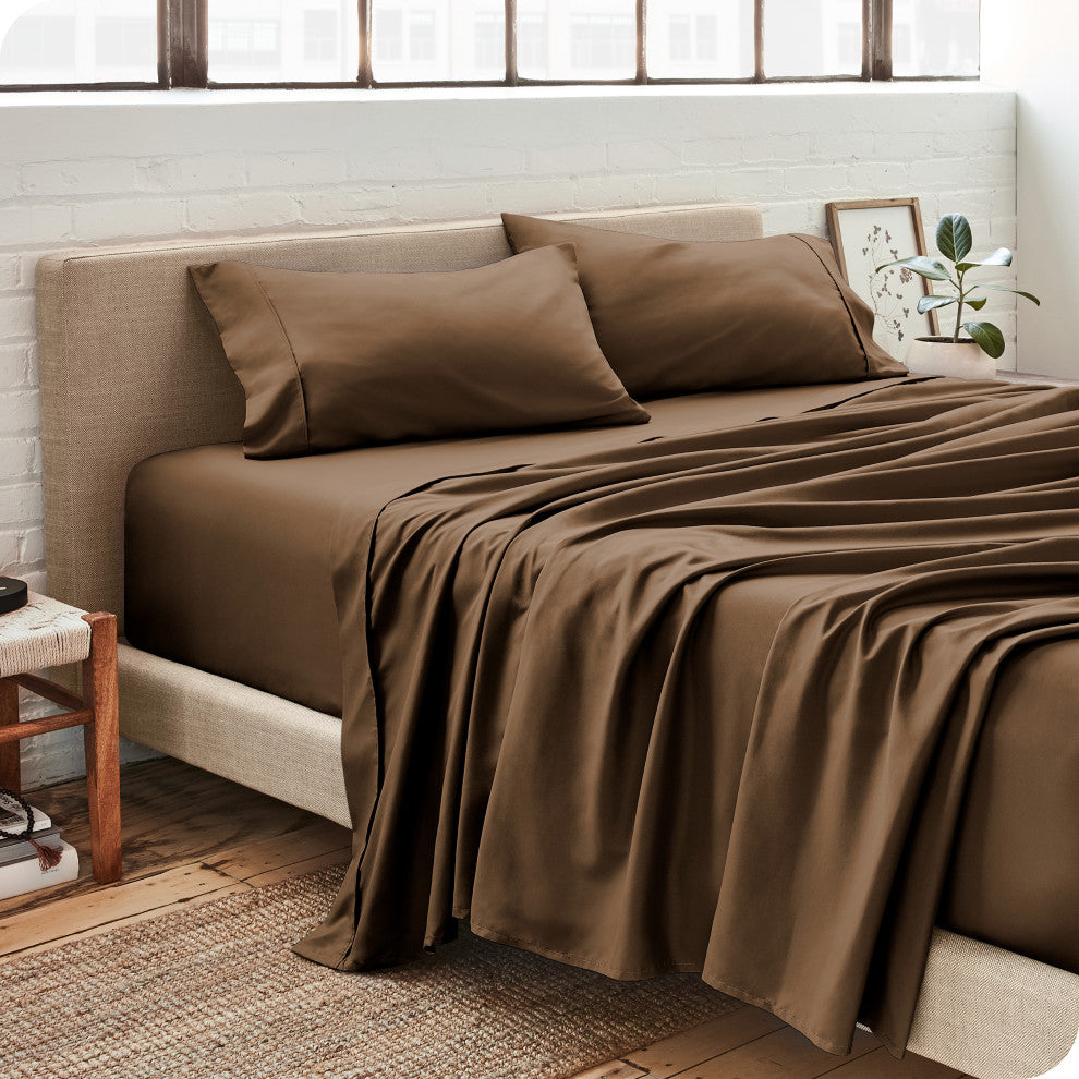 Bare Home Twin XL 1800 Microfiber Sheet Set, Cocoa