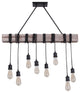 8 Light Wooden Rope Kitchen Island Linear Pendant