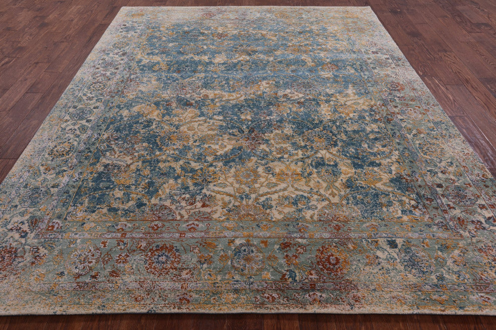 Wool and Silk Persian Hand-Knotted Rug 7' 11" X 10' 2" Q7083