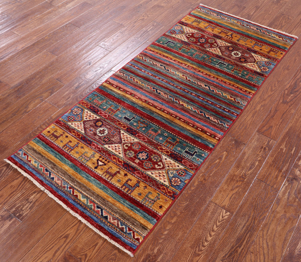 2' 8" X 6' 5" Persian Gabbeh Tribal Hand-Knotted Runner Rug Q11030