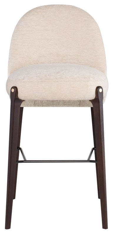 Ames Stool, Gema Pearl Upholstery and Smoked Wood Legs, Bar Height