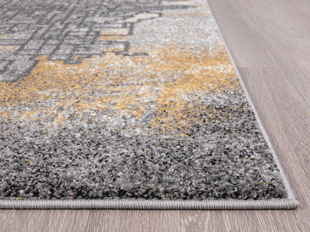 Abani Laguna LAG160A Yellow and Grey Abstract Area Rug