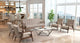 Retro Modern Button Tufted Sofa, Wood Arm, Beige Poly-Linen