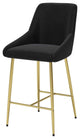 Counter Stool Chair, Steel Metal, Fabric, Black, Gold, Bar Kitchen Cafe Bistro