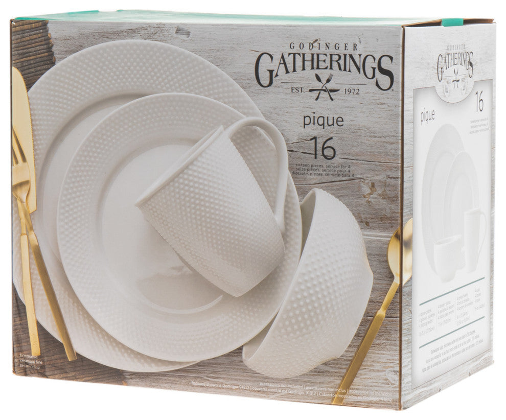 Pique Plain 16 Piece Dinnerware Set