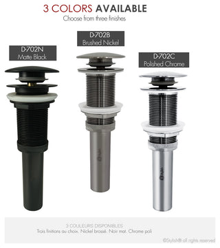 STYLISH Polished Chrome Pop-Up Bathroom Sink Drain without Overflow