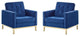 Armchair Accent Chair, Set of 2, Velvet, Gold Blue Navy, Modern, Lounge