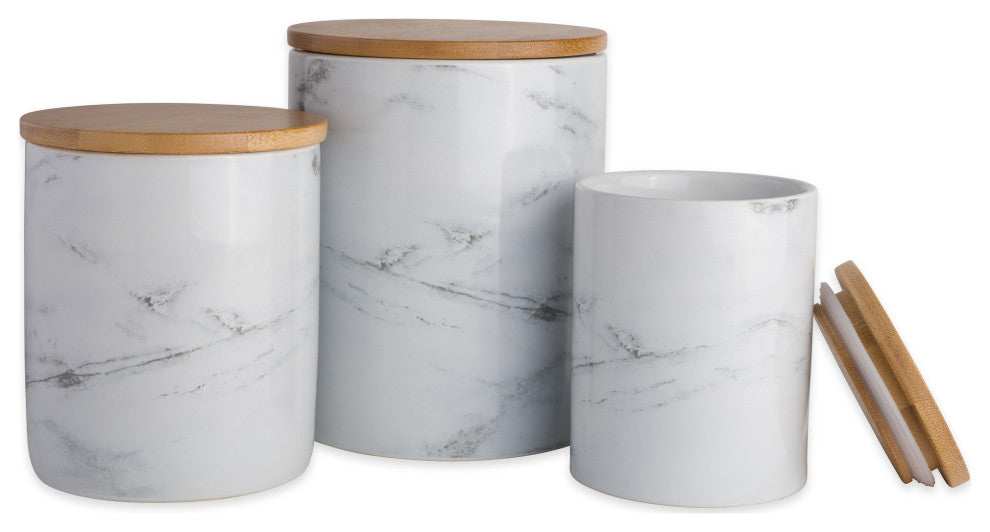 DII White Marble Ceramic Canister (Set of 3)