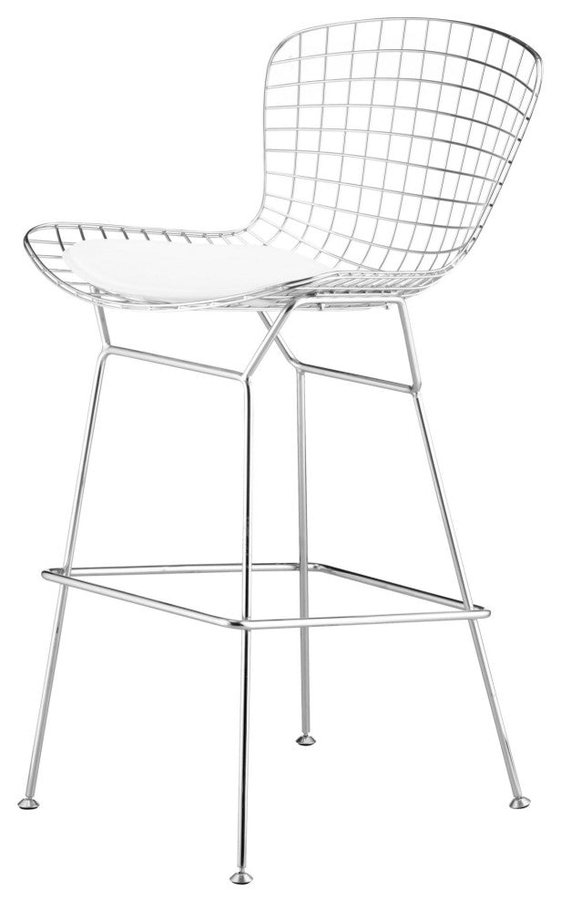 Bar Stool Chair Barstool, Set of 2, Steel Metal, Chrome, Mid Century Cafe