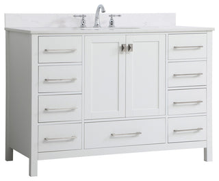 Iris 48" Single Bathroom Vanity, White With Backsplash